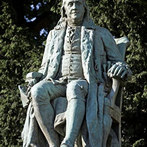Statue of Benjamin Franklin (1706-1790), writer, physicist, American diplomat, one of the founding fathers of the United States (United States), first ambassador of the United States to France, Bronze sculpture by John J. Boyle (1852-1917)