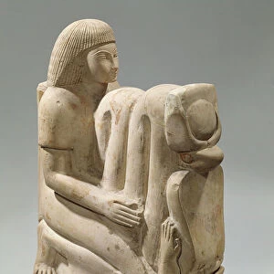 Statue of Setau presenting the cobra goddess Nekhbet (limestone)