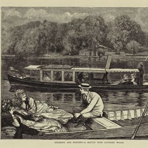 Steaming and Punting, a Sketch near Cliveden Woods (engraving)
