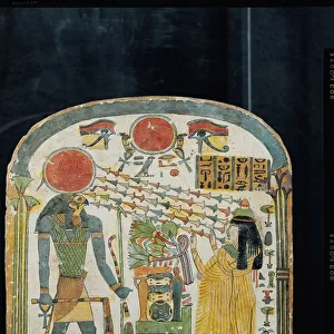 Stele of the Lady Taperet before Re-Horakhty, c. 1000 BC (stuccoed & painted wood)