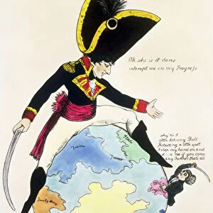 A Stoppage to a Stride over the Globe, 1803 (litho)