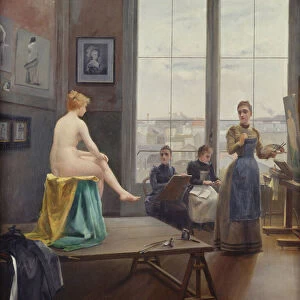 Studio with Young Women (oil on canvas)