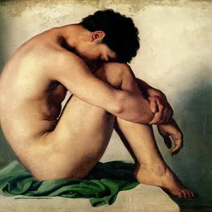 Study of a Nude Young Man, 1836 (oil on canvas)