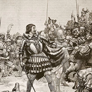 Surrender of Francis on the battle-field of Pavia, illustration from Cassell