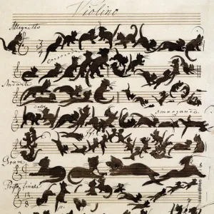 The Symphony of the Cat (Die Katzensymphony) drawing by Moritz von Schwind of 1868