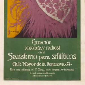 Syphilis (Poster) - Oeuvre de Ramon Casas (1866-1932) - 1900 - Colour lithograph - 80x34, 3 - Museu Nacional d Art de Catalunya, Barcelona