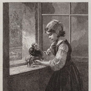 "The Cottage Window, "in the Suffolk-Street Exhibition for the Relief of the Distress in the Cotton Districts (engraving)