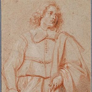 A three-quarter length study of a young man (red, black & white chalk on buff paper)