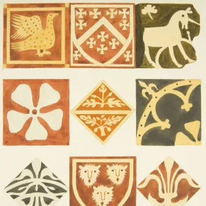 Tiles in vestry room and various parts of Bristol Cathedral floor (w / c on paper)