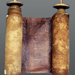 Torah scroll (wood & parchment)