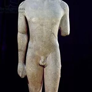 Torso of Kouros, from Actium, c. 550 BC (marble) (see also 202764)