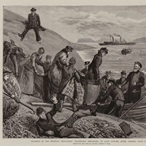 Tourists in the Western Highlands, Passengers embarking at Loch Scavaig after visiting Loch Coruisk (engraving)