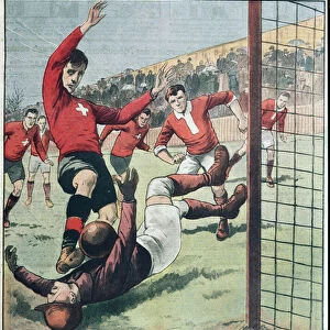 A Tragic Football Match, from Le Petit Journal, 27th March 1927 (colour litho)