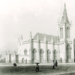 Trinity church, Port of Spain (engraving) (b / w photo)