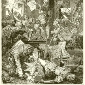 Troubles in Germany--Destruction of a Printing Office (engraving)