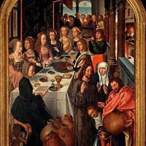 Tryptic: "The wedding of Cana" Painting by the master of San Lorenzo. Parrocchia di San Lorenzo della Costa, Santa Margherita Ligure (Genova)