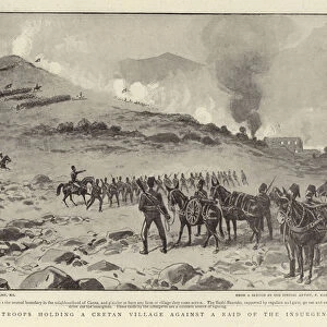 Turkish Troops holding a Cretan Village against a Raid of the Insurgents (litho)
