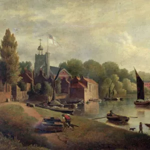 Twickenham Church looking downstream, 1800-30 (oil on canvas)