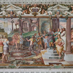 Ulysses stories: detail of the game of throwing stones at the Phaeacians court, c. 1560 (fresco) (detail of 3606285)