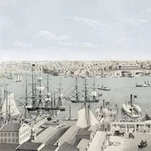 View of Brooklyn, Long Island, from U. S. Hotel, New York, c. 1850 (engraving)