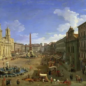 View of the Piazza Navona, Rome (oil on canvas)