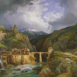 Village and Bridge of Crevola on the road from Simplon to Domodossola, 1832 (oil