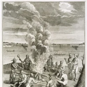 Virginians Worshipping Fire and Rejoicing having been Delivered from Considerable Danger