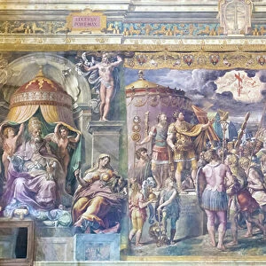 The vision of the cross, 1520-1524, Gianfrancesco Penni, Giulio Romano and Raffaellino del Colle, from Raphael's workshop, room of Constantine, Raphael rooms, fresco, Vatican museums, Rome, Italy