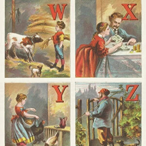 W X Y Z: Wheat, Whitey, Banknote, Farmyard, Zachary, 1870 (illustration)