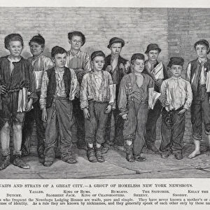 Waifs and Strays of a Great City, A Group of Homeless New York Newsboys (litho)