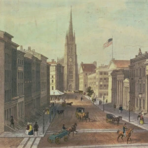 Wall Street, New York, engraved by Deroy, pub. by Goupil & Co, 1850 (colour litho)