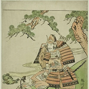 The Warrior Kusunoki Masashige (1294-1336) Bidding Farewell to His Son Masatsura, c. 1780 (colour woodblock print; chuban)
