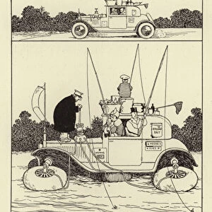 The Water Coupe, an elegant little car for the convenience of anglers (litho)