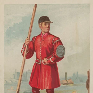 A waterman in Doggetts Coat and Badge (coloured engraving)