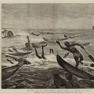 On the Way to India, Somali Boys diving for Money at Aden (engraving)