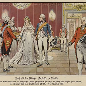 Wedding of Crown Prince Frederick William of Prussia and Princess Louise of Mecklenburg-Strelitz in the Royal Palace, Berlin, 24 December 1793 (colour litho)