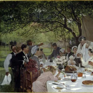 Wedding meal in Yport Painting by Albert Fourie (1854-1937) 1886 Sun