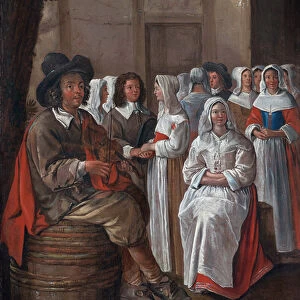 Wedding scene par Michelin, Jean (1623-1695). Oil on canvas, size : 76x52