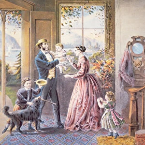 Welcome Home, Father, published by Currier & Ives, 1868 (colour litho)