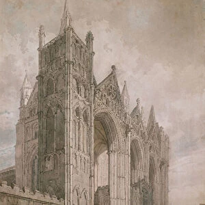 West Front of Peterborough Cathedral, 1794 (watercolour over indications in graphite)