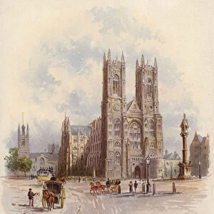 Westminster Abbey, London (colour litho)