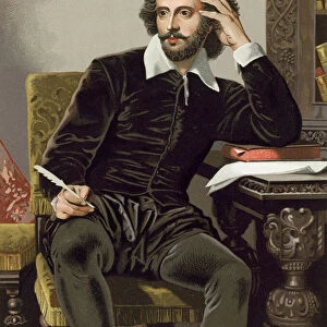 William Shakespeare, writing (chromolitho)