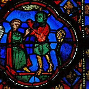 Window Ew-R depicting Theophilus with a devil (stained glass)