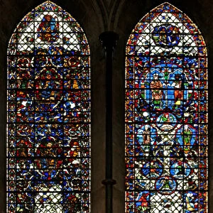 Window nave-S depicting the Tree of Jesse: and other scenes - recomposed window