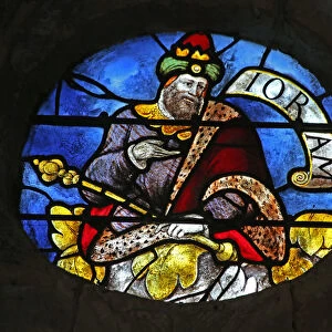 Window w3 depicting King Joram on the Tree of Jesse (stained glass)