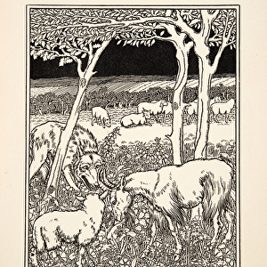 The Wolf, the Lamb and the Goat, from A Hundred Fables of Aesop, pub. 1903 (engraving)