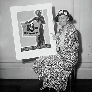 Woman holding poster, "Abolish Prohibition!", 1931 (b/w photo)