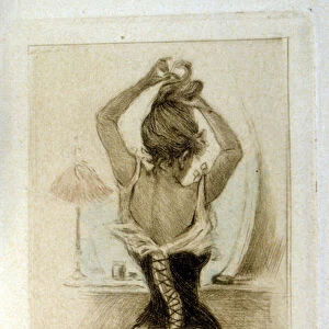 A woman preparing for a ball