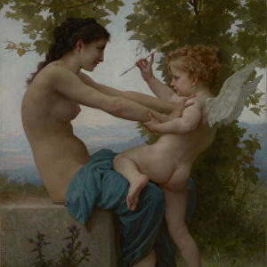 A Young Girl Defending Herself against Eros, c. 1880 (oil on canvas)