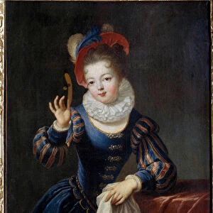 Young girl in the mask Painting by Jean Raoux (1677-1734) 18th century
